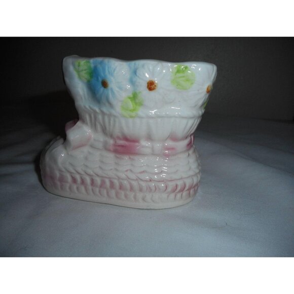 Vtg Nancy Pew Pink Baby Bootie  Ceramic Planter - Picture 4 of 7